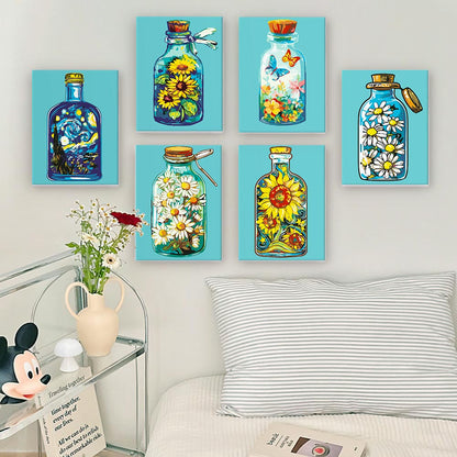 Paint by Numbers – 6 Mini Paintings | Flower Bottles Collection