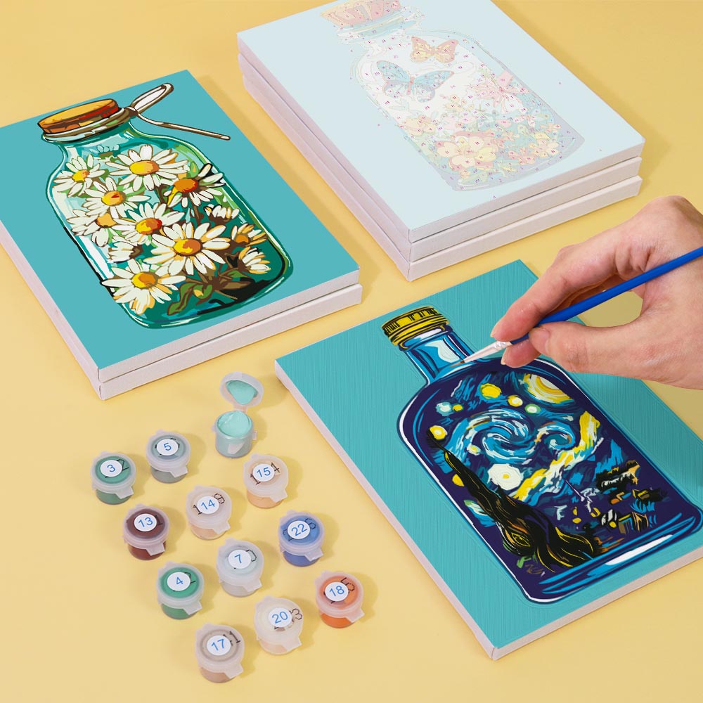 Paint by Numbers – 6 Mini Paintings | Flower Bottles Collection