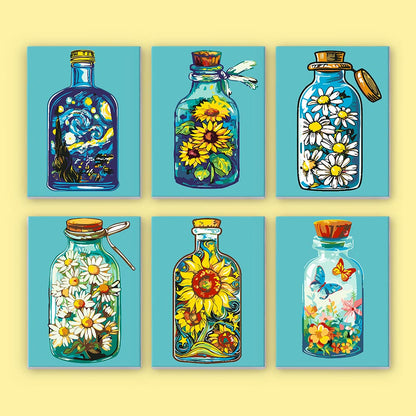 Paint by Numbers – 6 Mini Paintings | Flower Bottles Collection