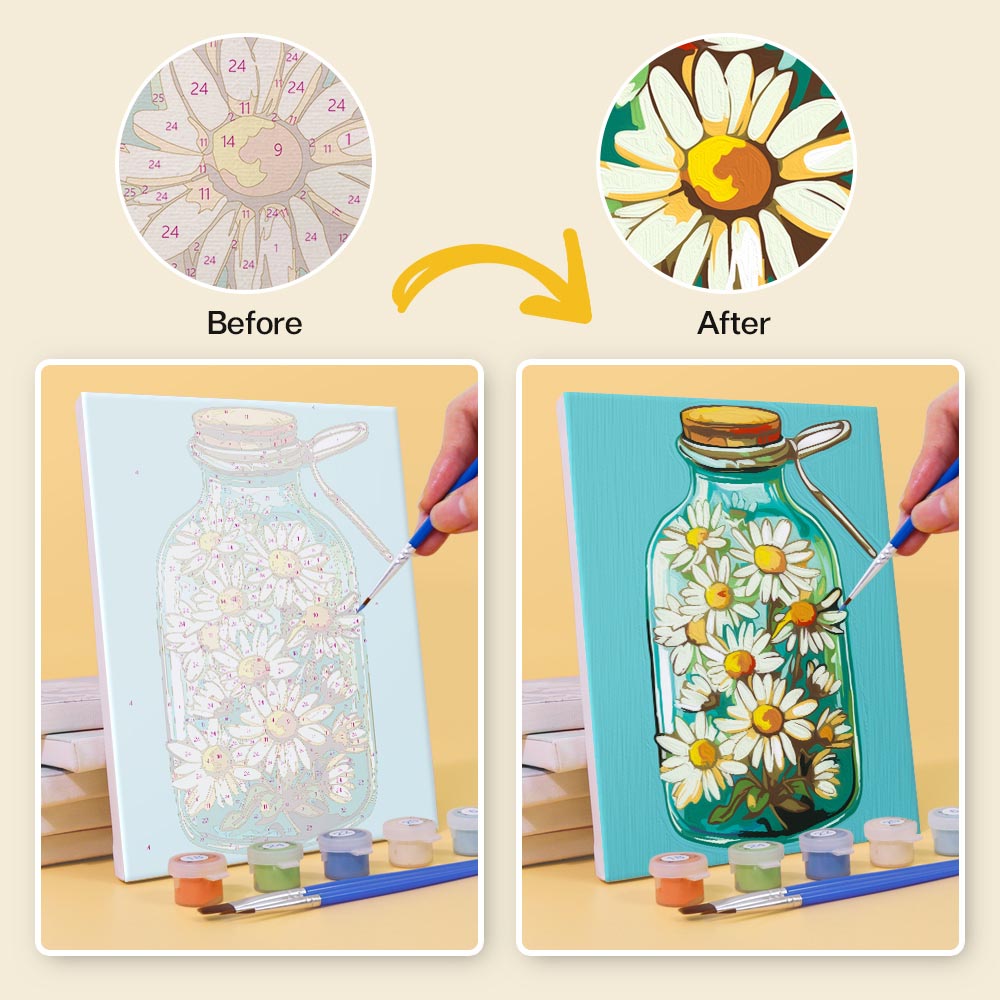 Paint by Numbers – 6 Mini Paintings | Flower Bottles Collection