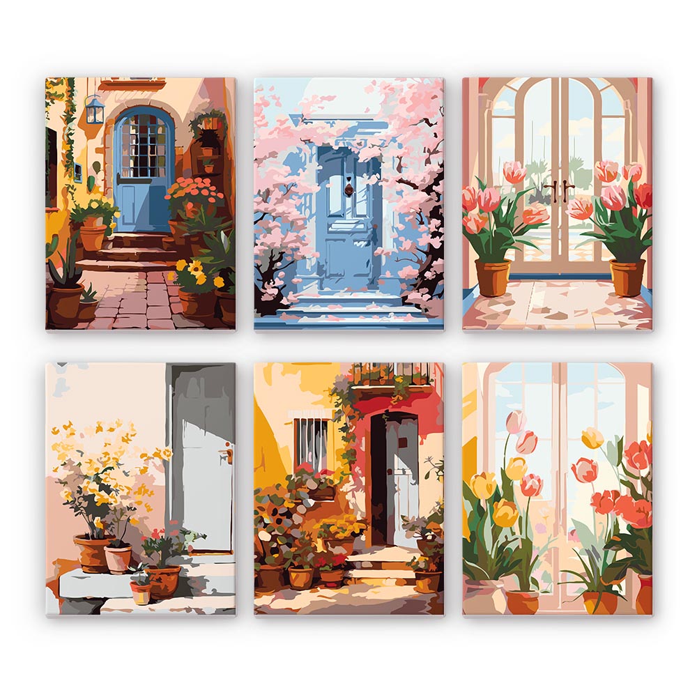 Paint by Numbers – 6 Mini Paintings | Blooming Doorways Set