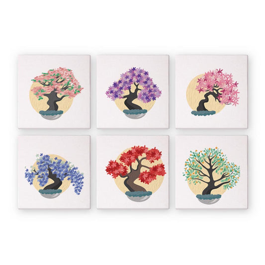 Paint by Numbers – 6 Mini Paintings | Bonsai Trees Set