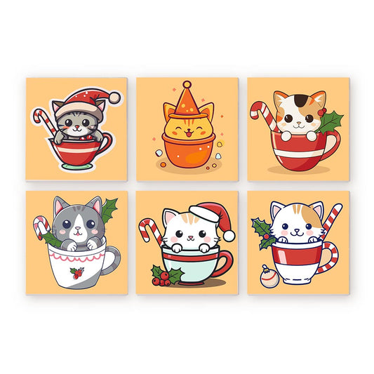 Paint by Numbers – 6 Mini Paintings | Christmas Cats Set