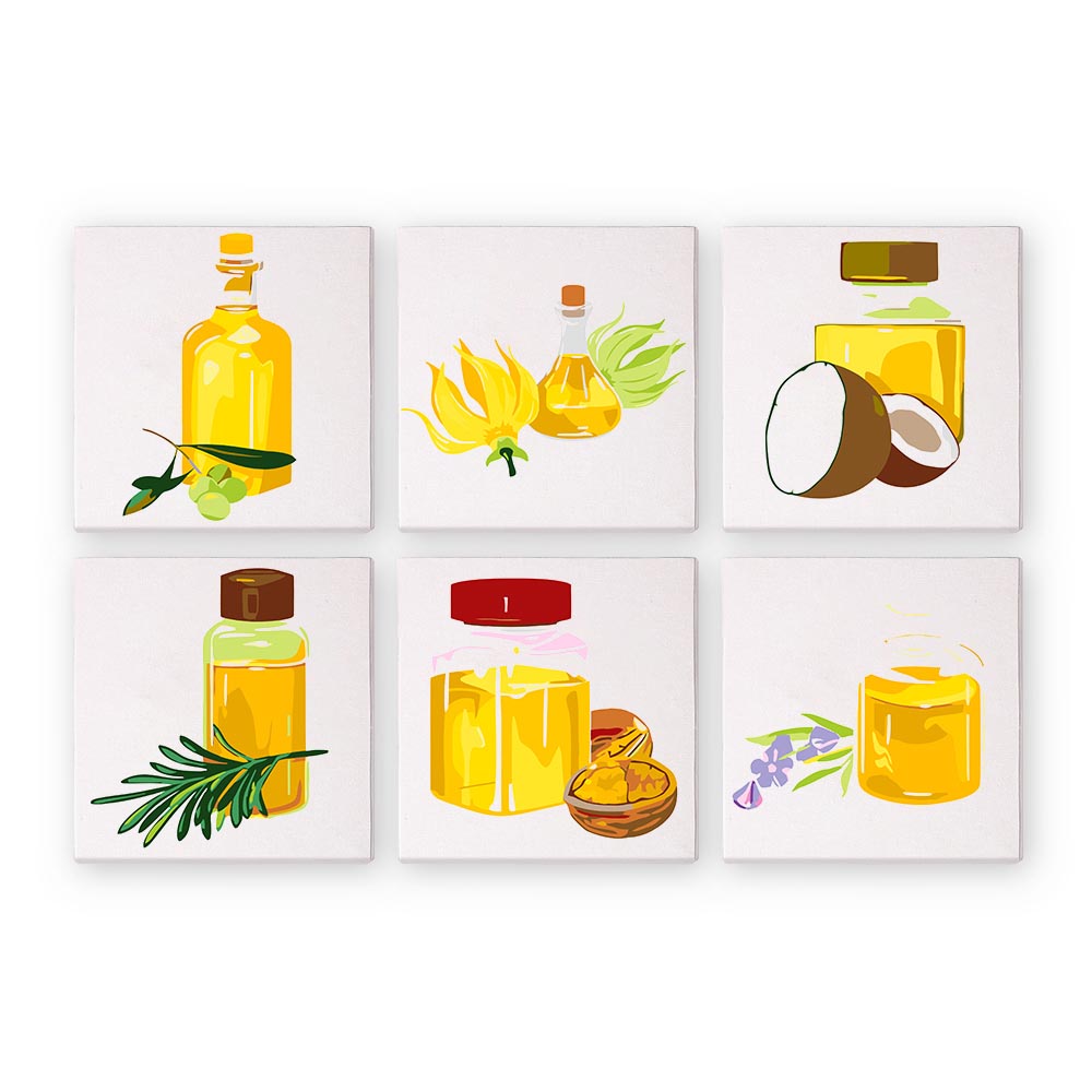 Paint by Numbers – 6 Mini Paintings | Essential Oils & Botanicals Set