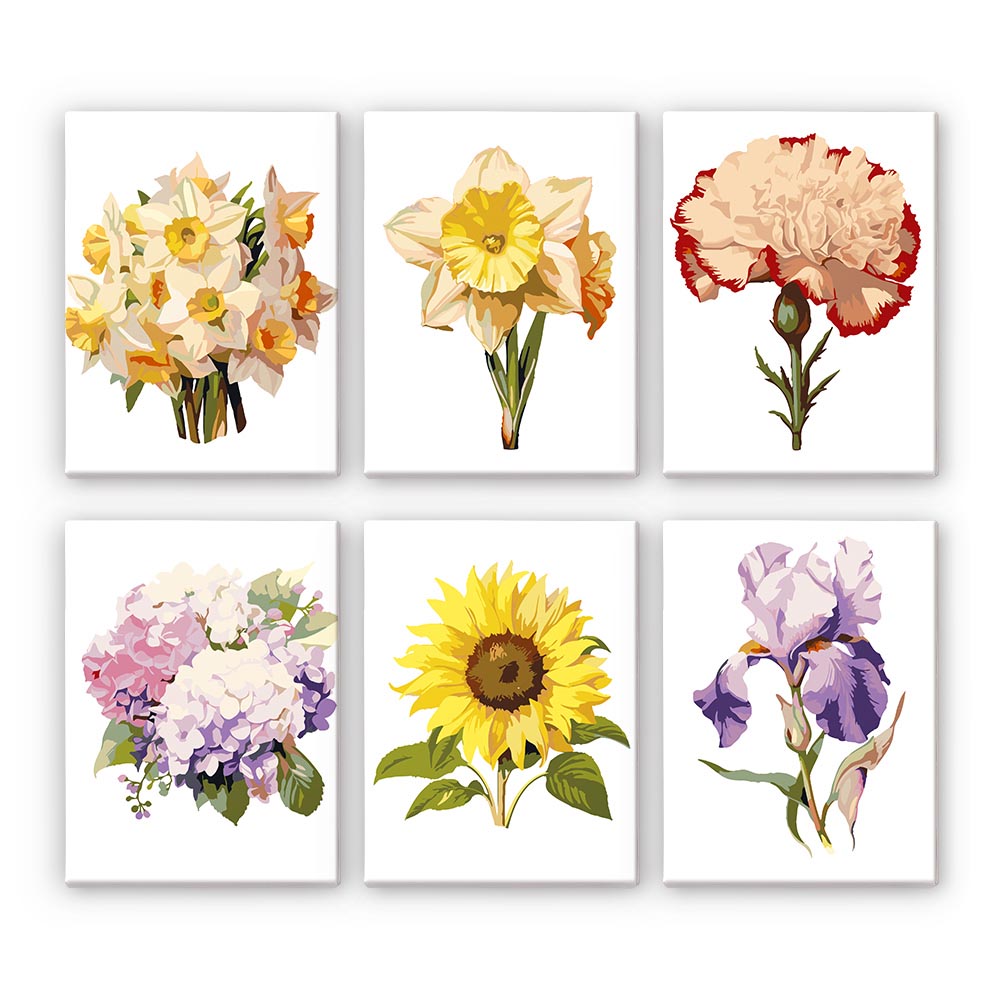 
Paint by Numbers – 6 Mini Paintings | Floral Favorites Set