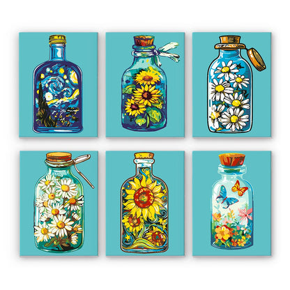 Paint by Numbers – 6 Mini Paintings | Flower Bottles Collection