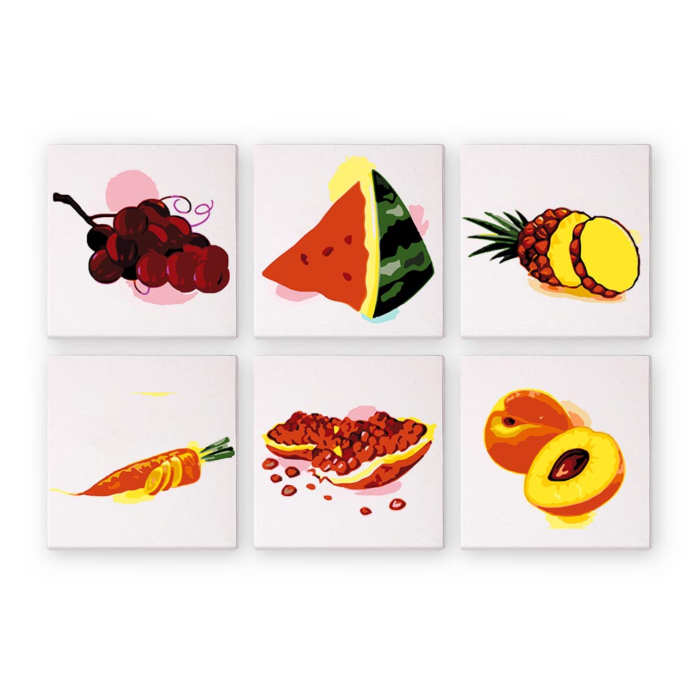 Paint by Numbers – 6 Mini Paintings | Juicy Fruit Set