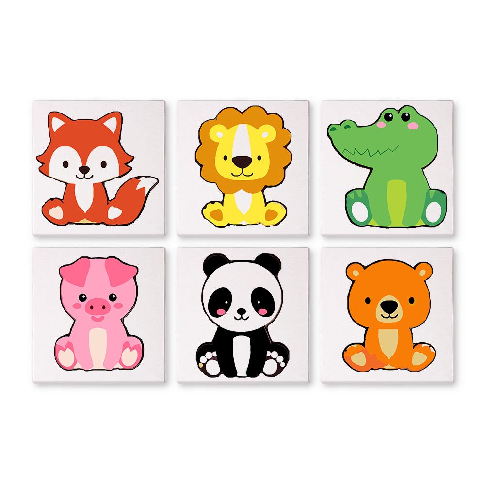 Paint by Numbers – 6 Mini Paintings | Kawaii Animal Friends Set