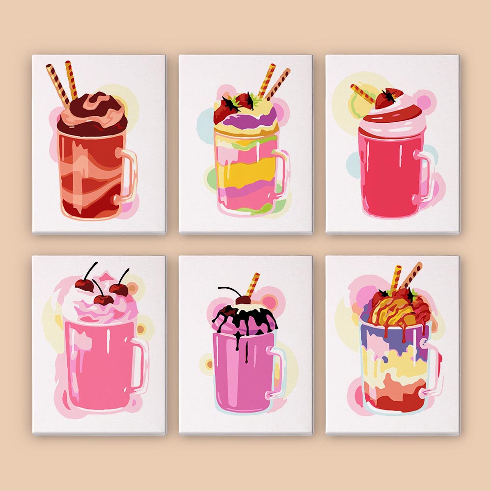 Paint by Numbers – 6 Mini Paintings | Milkshake Set 2