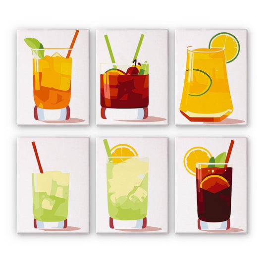 Paint by Numbers – 6 Mini Paintings | Minimalist Cocktail Glasses Set