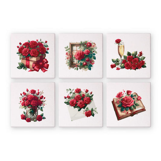 Paint by Numbers – 6 Mini Paintings | Red Rose Romance Set