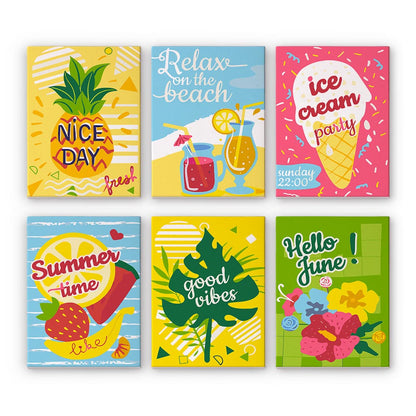 Paint by Numbers – 6 Mini Paintings | Summer Vibes & Ice Cream Set