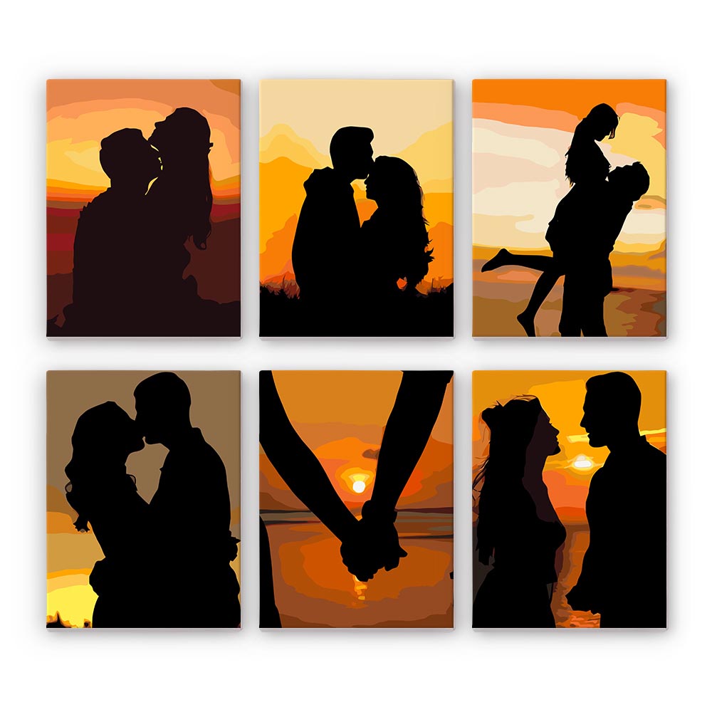
Paint by Numbers – 6 Mini Paintings | Sunset Romance Set