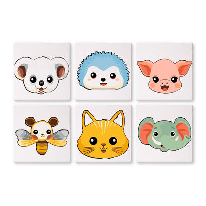 Paint by Numbers – 6 Mini Paintings | Sweet Animal Faces Set