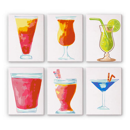 Paint by Numbers – 6 Mini Paintings | Tropical Cocktail Collection Set