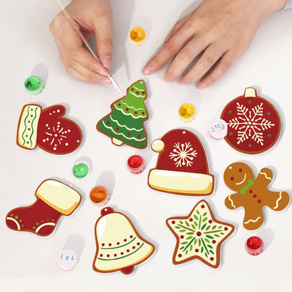 Paint by Numbers – 8 Christmas Ornaments – Classic Red & Green Cookie Set