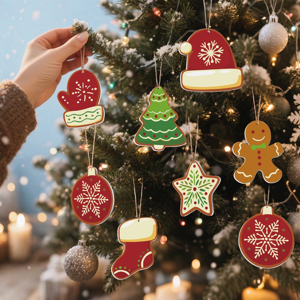 Paint by Numbers – 8 Christmas Ornaments – Classic Red & Green Cookie Set