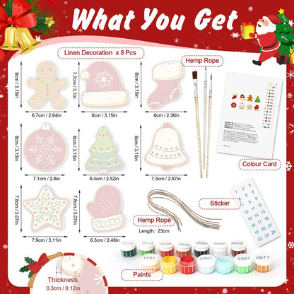 Paint by Numbers – 8 Christmas Ornaments – Classic Red & Green Cookie Set