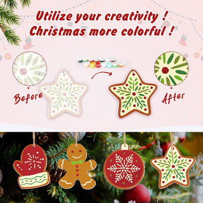 Paint by Numbers – 8 Christmas Ornaments – Classic Red & Green Cookie Set