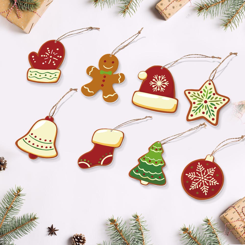 Paint by Numbers – 8 Christmas Ornaments – Classic Red & Green Cookie Set