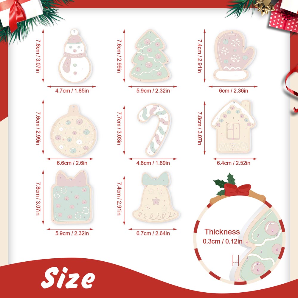 Paint by Numbers – 8 Christmas Ornaments – Cozy Gingerbread Classics Set