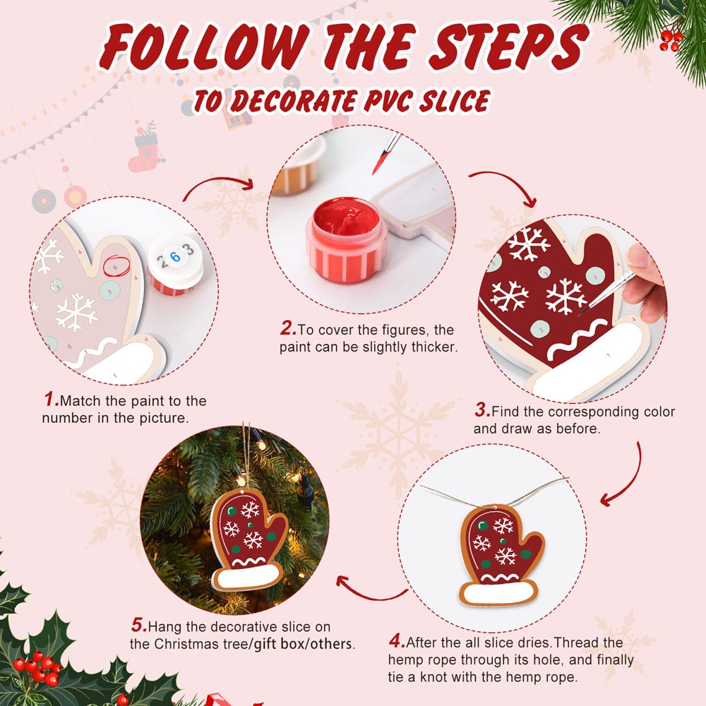 Paint by Numbers – 8 Christmas Ornaments – Cozy Gingerbread Classics Set