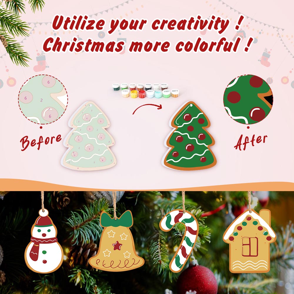 
Paint by Numbers – 8 Christmas Ornaments – Cozy Gingerbread Classics Set