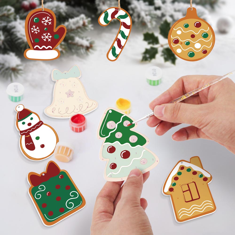 Paint by Numbers – 8 Christmas Ornaments – Cozy Gingerbread Classics Set