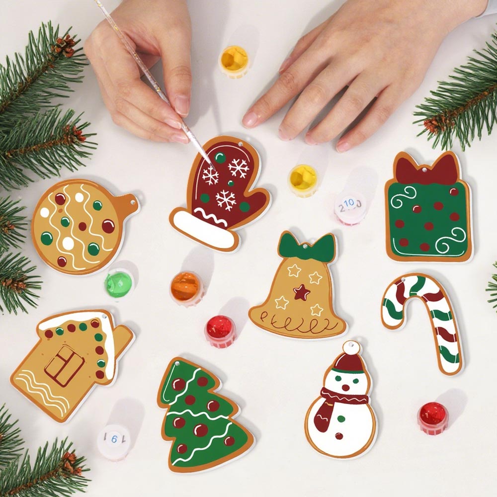 Paint by Numbers – 8 Christmas Ornaments – Cozy Gingerbread Classics Set