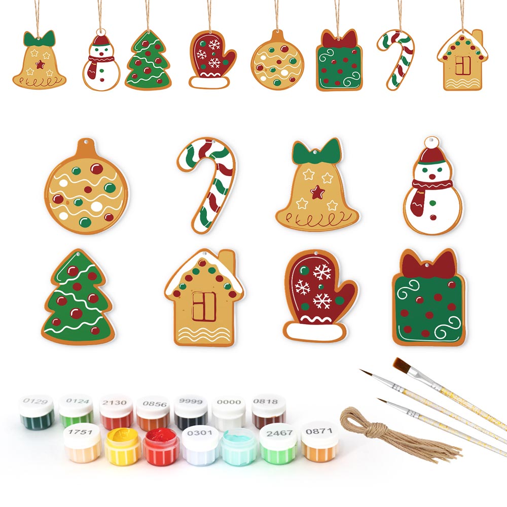 
Paint by Numbers – 8 Christmas Ornaments – Cozy Gingerbread Classics Set