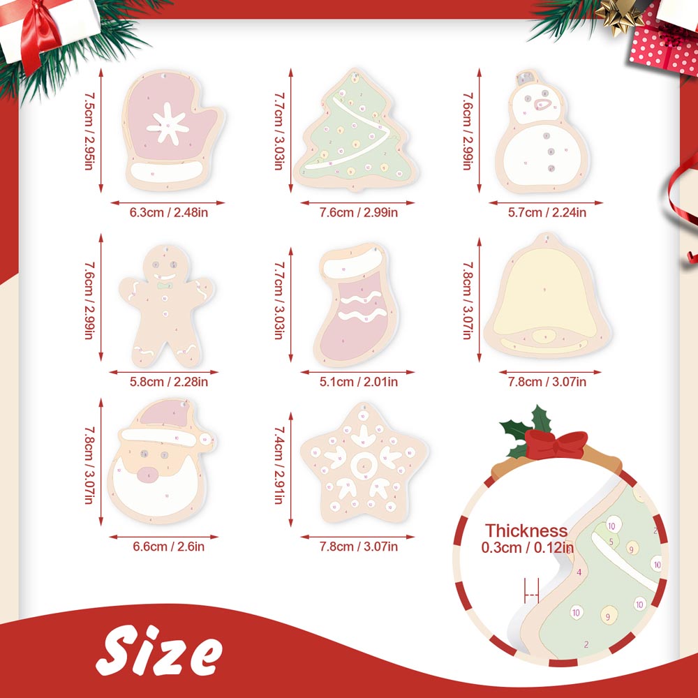 Paint by Numbers – 8 Christmas Ornaments – Festive Icons & Gingerbread Set