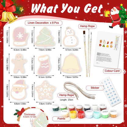 Paint by Numbers – 8 Christmas Ornaments – Festive Icons & Gingerbread Set