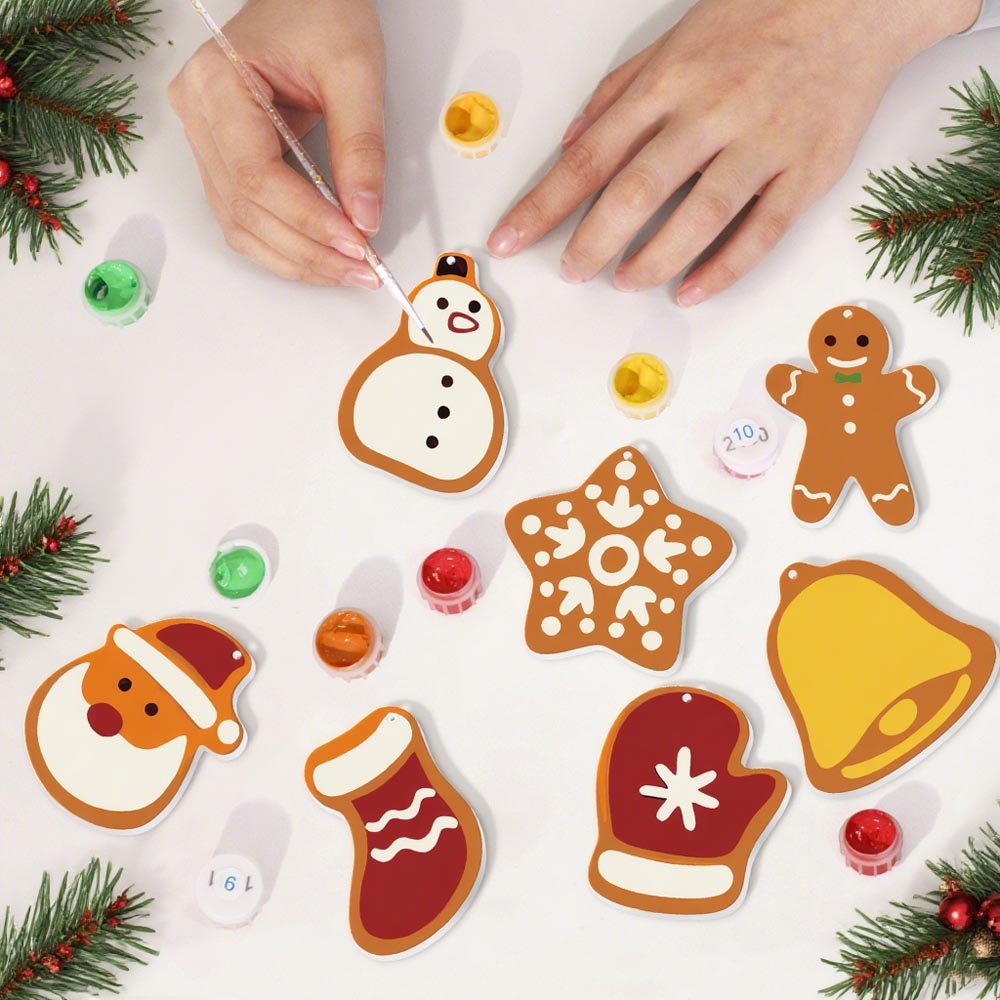 Paint by Numbers – 8 Christmas Ornaments – Festive Icons & Gingerbread Set