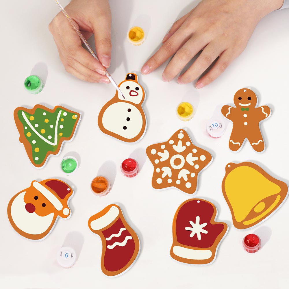 Paint by Numbers – 8 Christmas Ornaments – Festive Icons & Gingerbread Set