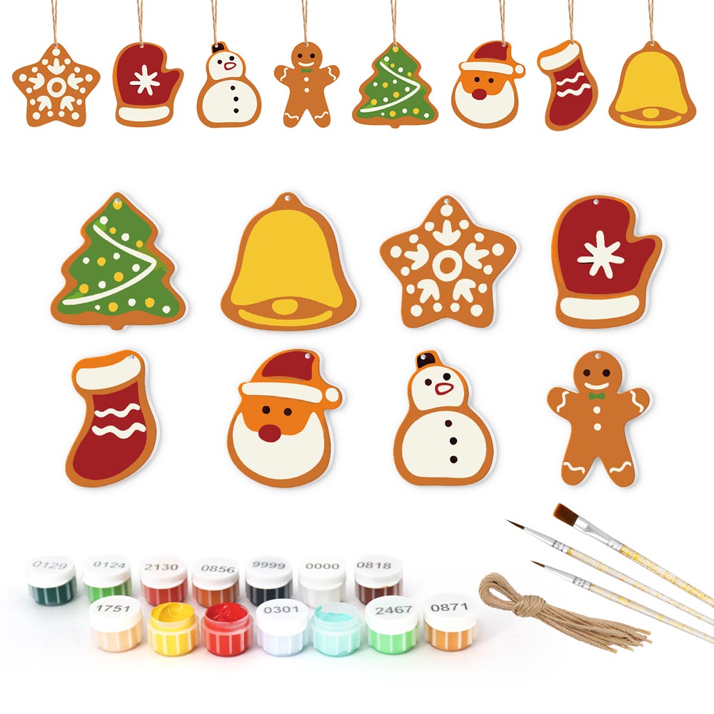 
Paint by Numbers – 8 Christmas Ornaments – Festive Icons & Gingerbread Set
