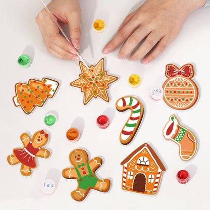 Paint by Numbers – 8 Christmas Ornaments – Gingerbread Family & Sweets Set