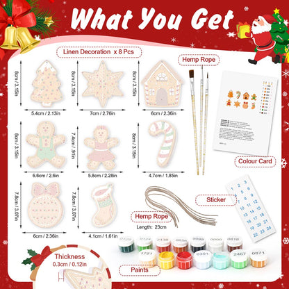 Paint by Numbers – 8 Christmas Ornaments – Gingerbread Family & Sweets Set