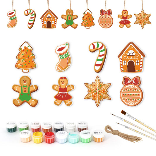 Paint by Numbers – 8 Christmas Ornaments – Gingerbread Family & Sweets Set