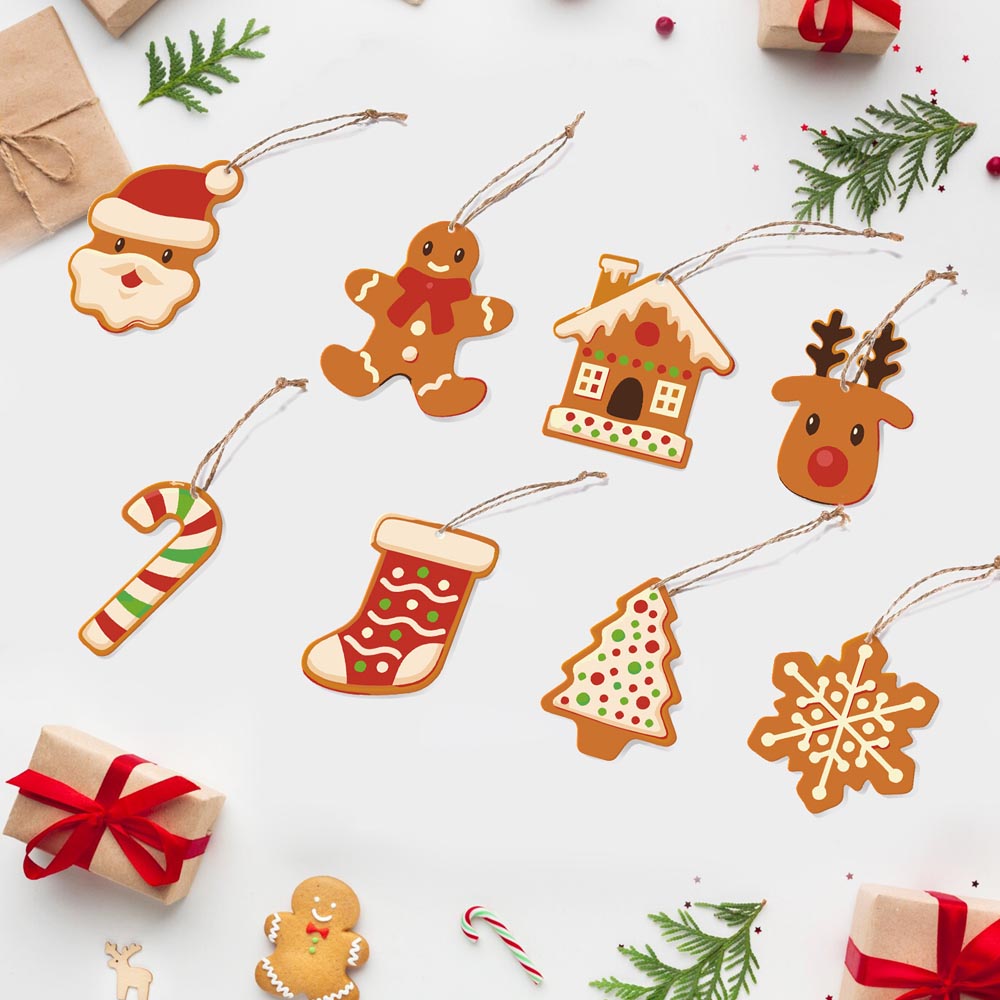 Paint by Numbers – 8 Christmas Ornaments – Gingerbread Style Holiday Set