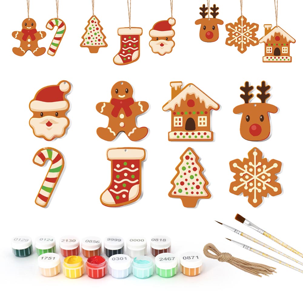 
Paint by Numbers – 8 Christmas Ornaments – Gingerbread Style Holiday Set