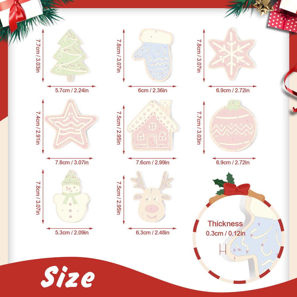 Paint by Numbers – 8 Christmas Ornaments – Nordic Charm & Woodland Set