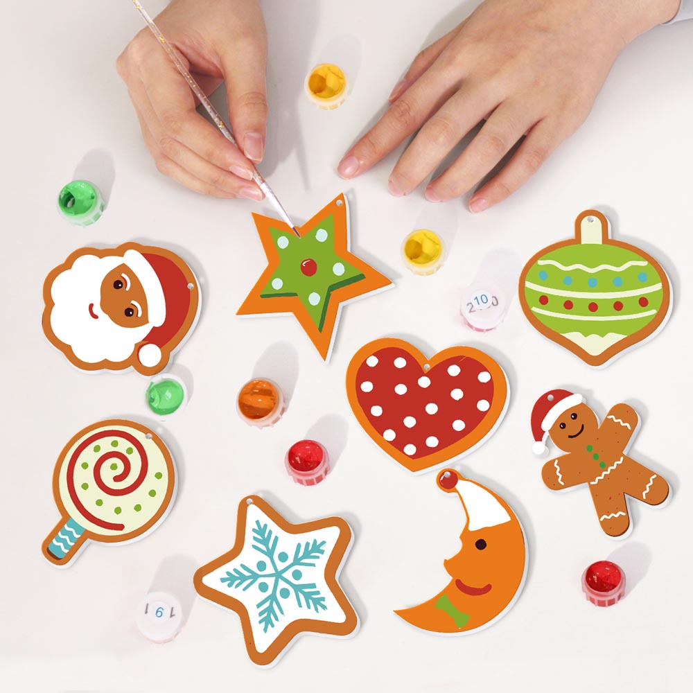 Paint by Numbers – 8 Christmas Ornaments – Sweet Stars & Santa Set