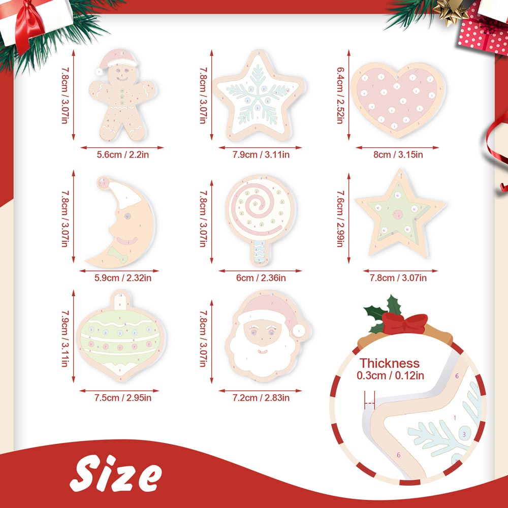 Paint by Numbers – 8 Christmas Ornaments – Sweet Stars & Santa Set