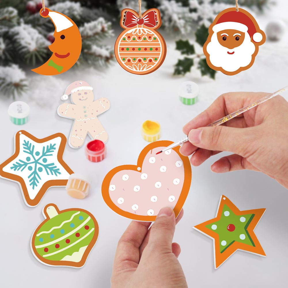 Paint by Numbers – 8 Christmas Ornaments – Sweet Stars & Santa Set