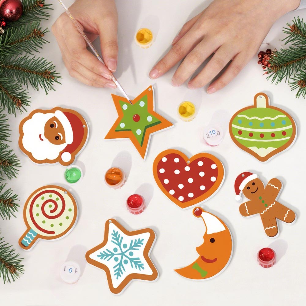 Paint by Numbers – 8 Christmas Ornaments – Sweet Stars & Santa Set
