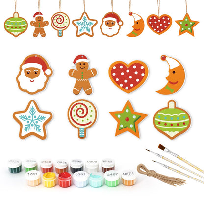 Paint by Numbers – 8 Christmas Ornaments – Sweet Stars & Santa Set