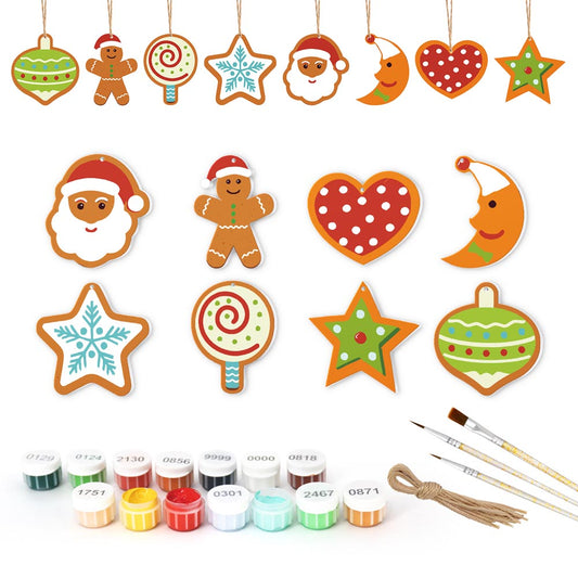 Paint by Numbers – 8 Christmas Ornaments – Sweet Stars & Santa Set