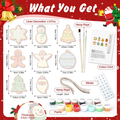 Paint by Numbers – 8 Christmas Ornaments – Whimsical Cookie Style Set