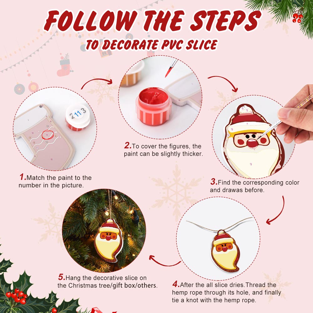 
Paint by Numbers – 8 Christmas Ornaments – Whimsical Cookie Style Set