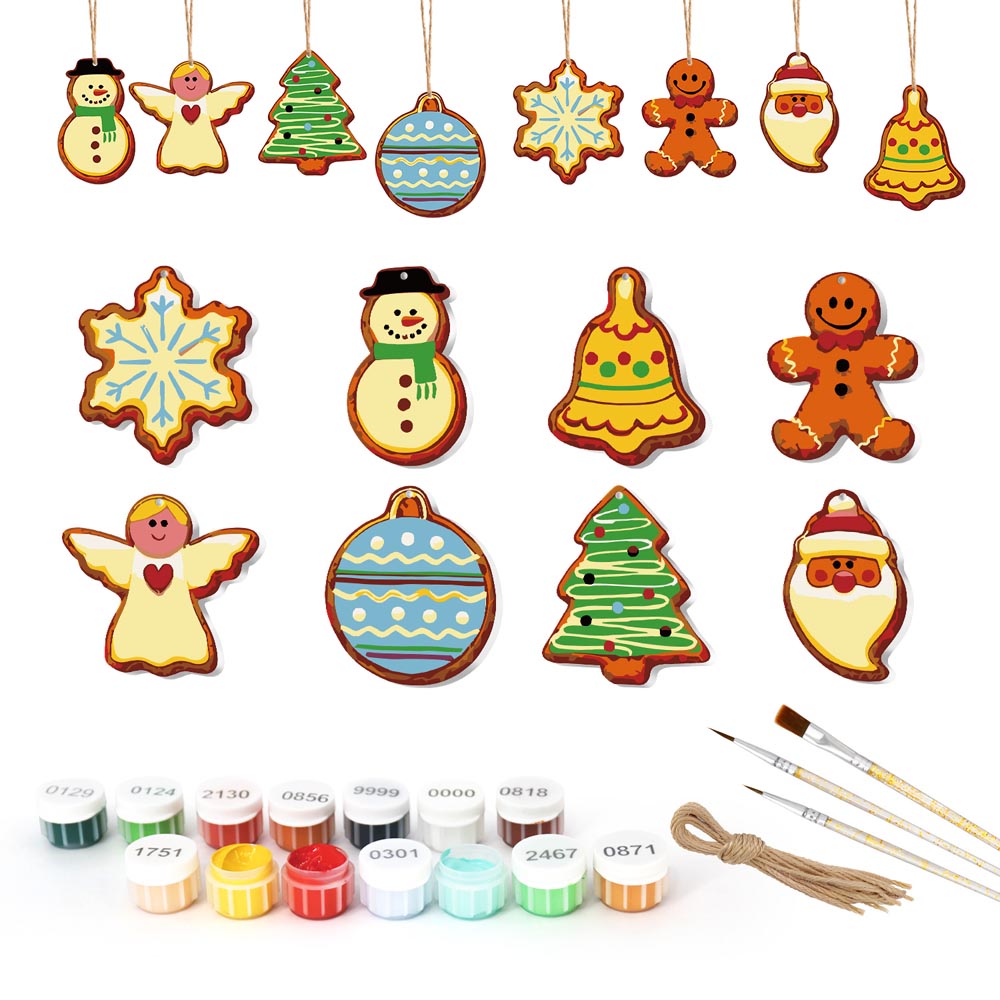 
Paint by Numbers – 8 Christmas Ornaments – Whimsical Cookie Style Set